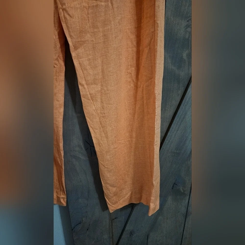 H&M Linen Blend Pleated Tailored Trousers In Orange. Size Small NWT